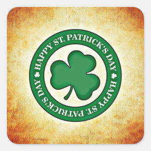 Happy St. Patrick's Day Shamrock Square Sticker