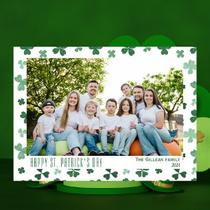 Happy St. patrick's day Shamrocks family 1 photo Holiday Card