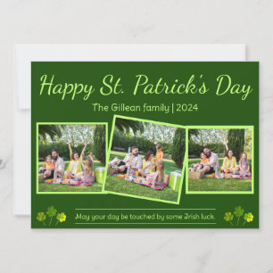 Happy St. patrick's day Shamrocks family 3 photo H Holiday Card