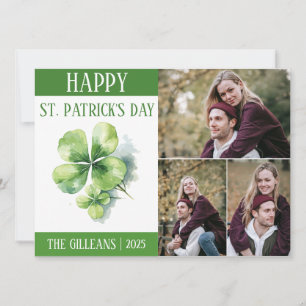 Happy St. patrick's day Shamrocks family 3 photo  Holiday Card