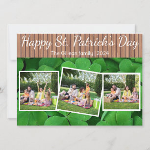 Happy St. patrick's day Shamrocks family 3 photo Holiday Card
