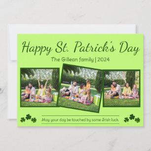 Happy St. patrick's day Shamrocks family 3 photo Holiday Card