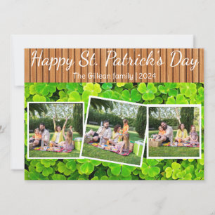 Happy St. patrick's day Shamrocks family 3 photo Holiday Card