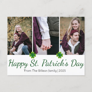 Happy St. patrick's day Shamrocks family 3 photo Holiday Postcard