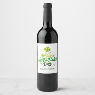 Happy St. patrick's day Shamrocks family Name Wine Label