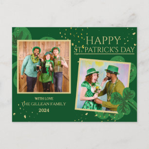 Happy St. patrick's day Shamrocks family one photo Holiday Postcard