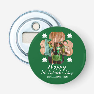 Happy St patricks day Shamrocks family photo Bottle Opener