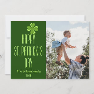 Happy St. patrick's day Shamrocks family photo  Holiday Card