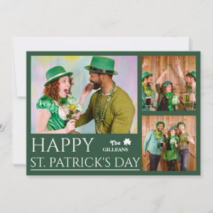 Happy St patricks day Shamrocks family photo Holiday Card