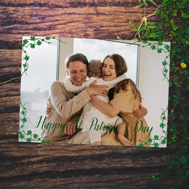 Happy St. patrick's day Shamrocks family photo  Holiday Card (Creator Uploaded)