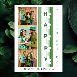 Happy St patricks day Shamrocks family photo Holiday Card