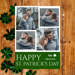 Happy St patricks day Shamrocks family photo Holiday Card
