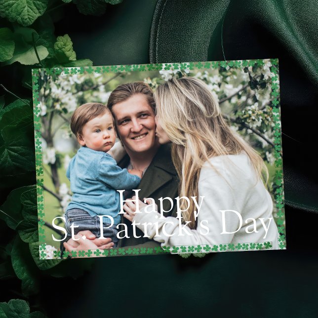 Happy St. patrick's day Shamrocks family photo  Holiday Card (Creator Uploaded)