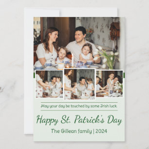 Happy St. patrick's day Shamrocks family photo Holiday Card