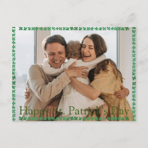 Happy St. patrick's day Shamrocks family photo  Holiday Postcard