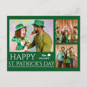 Happy St patricks day Shamrocks family photo Holiday Postcard