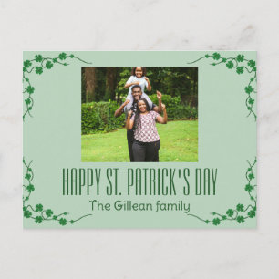 Happy St. patrick's day Shamrocks family photo   Holiday Postcard