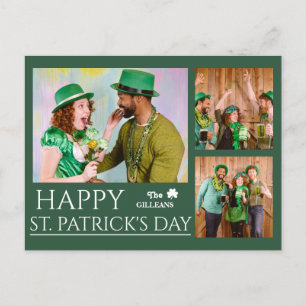 Happy St patricks day Shamrocks family photo  Holiday Postcard