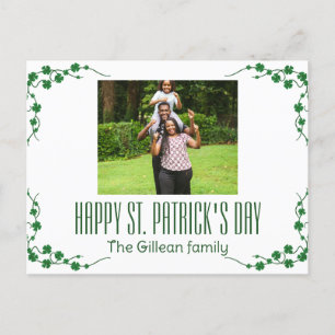 Happy St. patrick's day Shamrocks family photo Holiday Postcard
