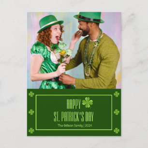 Happy St. patrick's day Shamrocks family photo Holiday Postcard