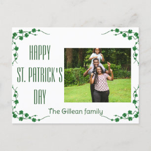 Happy St. patrick's day Shamrocks family photo  Holiday Postcard