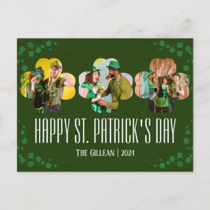 Happy St. patrick's day Shamrocks family photo Holiday Postcard
