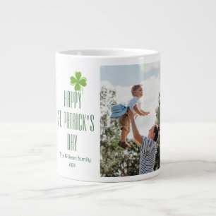 Happy St. patrick's day Shamrocks family photo Large Coffee Mug