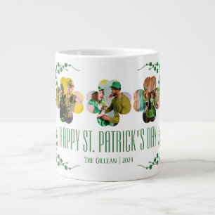 Happy St. patrick's day Shamrocks family photo  Large Coffee Mug