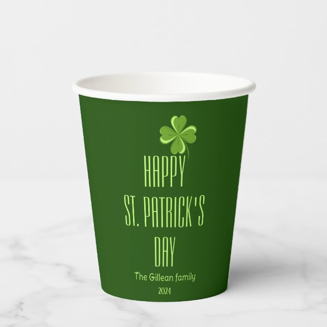 Happy St. patrick's day Shamrocks family photo  Paper Cups (Back)