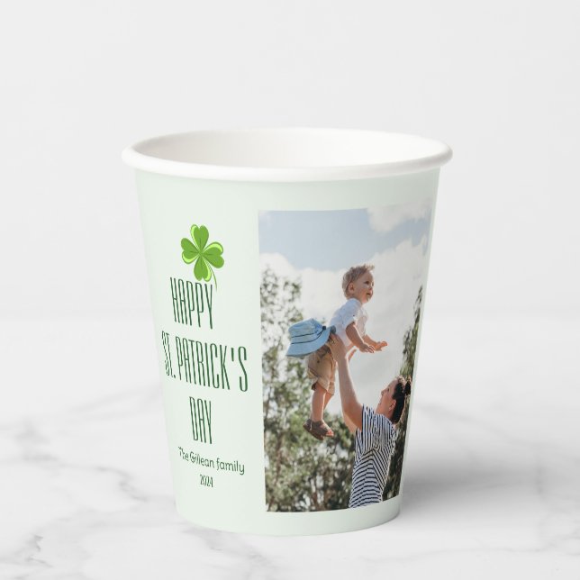 Happy St. patrick's day Shamrocks family photo  Paper Cups (Front)
