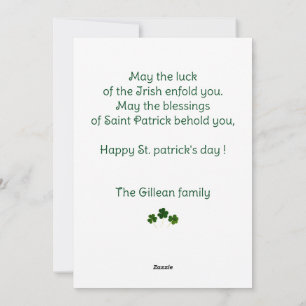 Happy St. patrick's day Shamrocks mum & baby photo Holiday Card