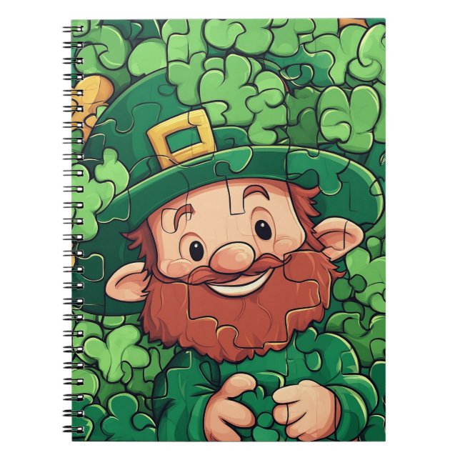 Happy St. Patrick's Day Shamrocks Puzzle  Notebook (Front)