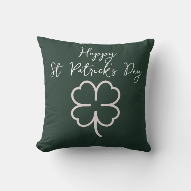 Happy St. patrick's day Shamrocks Simple Script Cushion (Front)