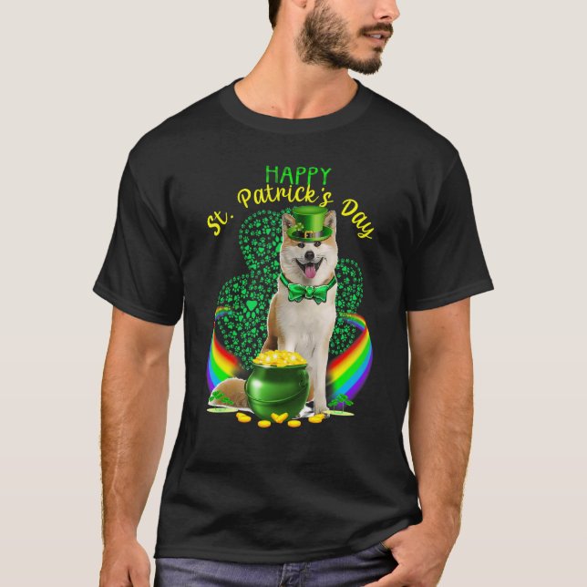 Happy St Patricks Day Shiba Inu Leprechaun Hat Sha T-Shirt (Front)