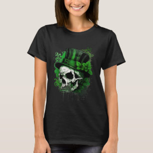 Happy St Patricks Day Skull C Green Shamrock 9 T-Shirt