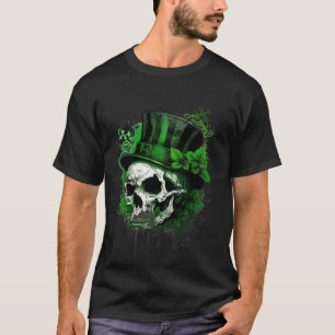 Happy St Patricks Day Skull C Green Shamrock 9 T-Shirt