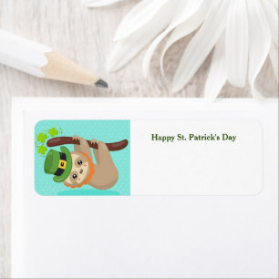 Happy St. Patrick's Day Sloth address label