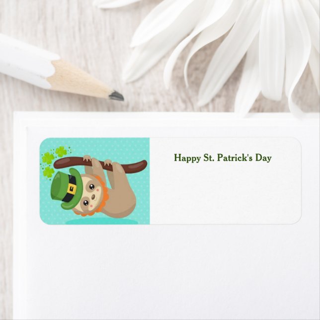 Happy St. Patrick's Day Sloth address label (Insitu)