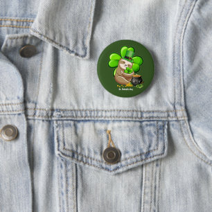 Happy St. Patrick's Day Sloth button