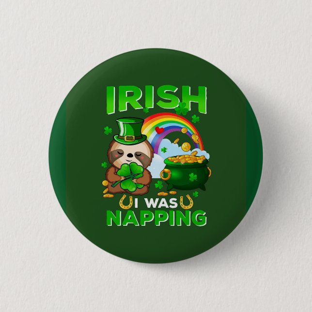 Happy St. Patrick's Day Sloth button (Front)