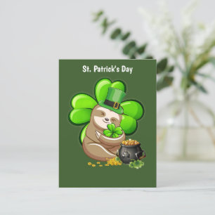 Happy St. Patrick's Day Sloth postcard