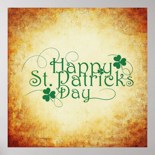 Happy St. Patrick's Day Square Poster (Front)