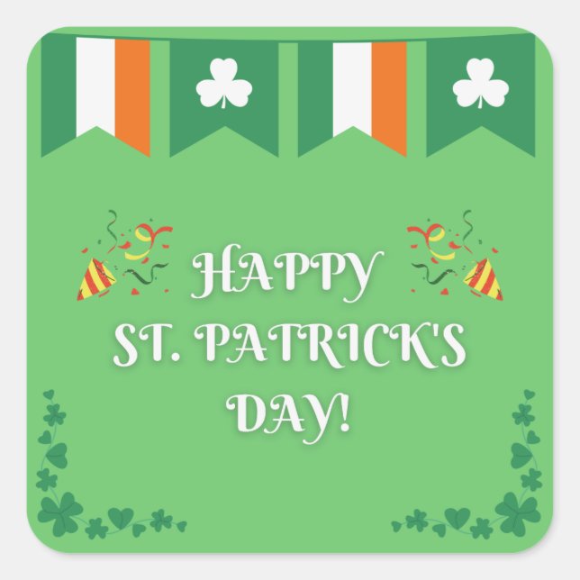 Happy St. Patrick's Day Square Sticker (Front)