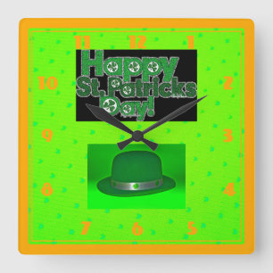 Happy St.Patricks Day Square Wall Clock