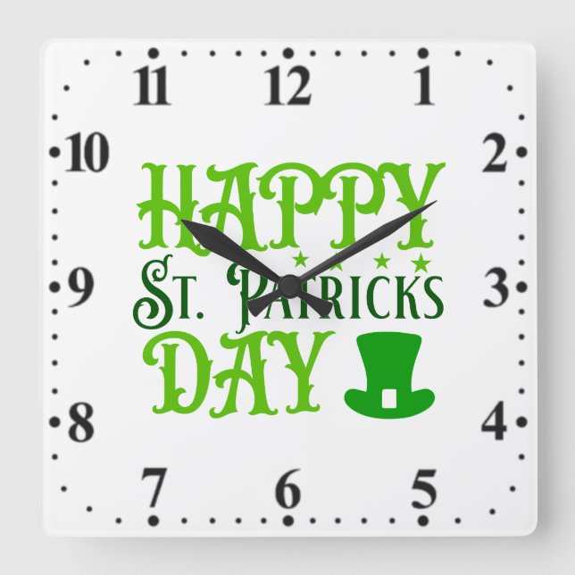 Happy St. Patrick's Day Square Wall Clock (Front)