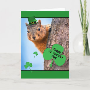 Happy St. Patrick's Day Squirrel in Hat Humour Holiday Card