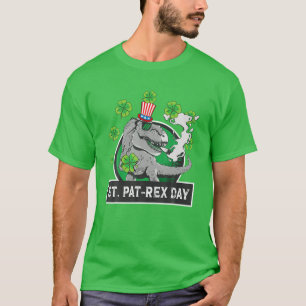 Happy St Patricks Day St Pat Rex T Rex Shamrock Cl T-Shirt