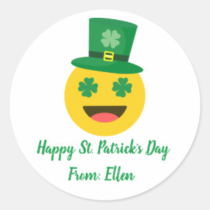 Happy St. Patricks Day Sticker- EMOJI Classic Round Sticker
