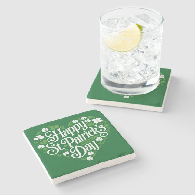 Happy St Patrick's Day  Stone Coaster (Side)