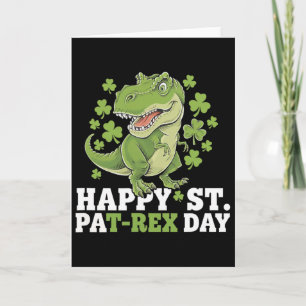 Happy St Patricks Day T-rex And Shamrocks St Patty Card
